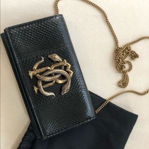 Black Python small crossbody handbag